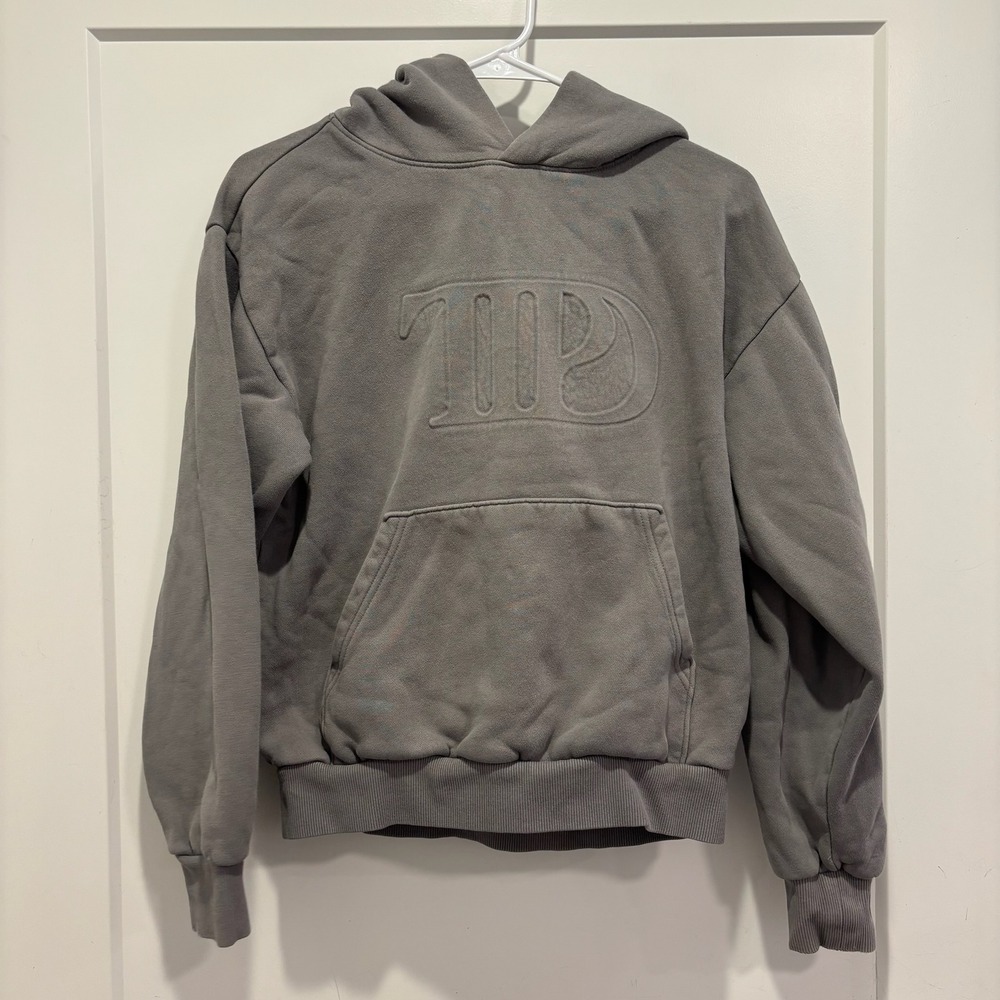 Taylor Swift The Tortured Poets Department TTPD Grey Embossed Hoodie Small